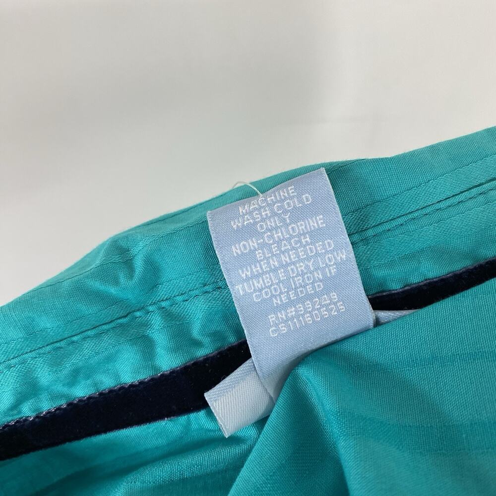 Liz & Me Plus Size 1X 18 20 Striped Roll Tab Sleeve Button Shirt Top Green - Picture 4 of 4